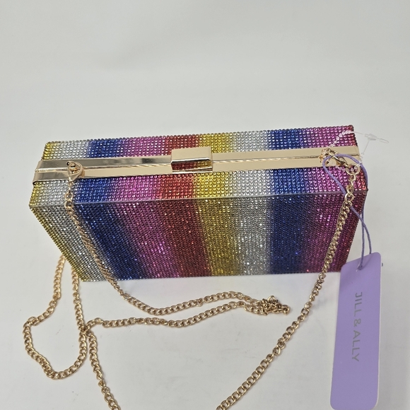 NWT Jill & Ally Multicolor Rhinestone Convertible Rainbow Clutch Purse B… - Picture 4 of 10
